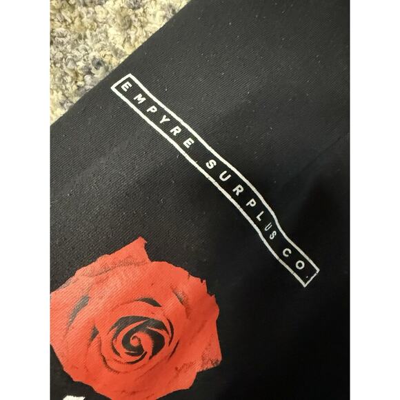 Empyre Vertirose Black Jogger Sweatpants Red Roses Size Medium - Picture 5 of 10